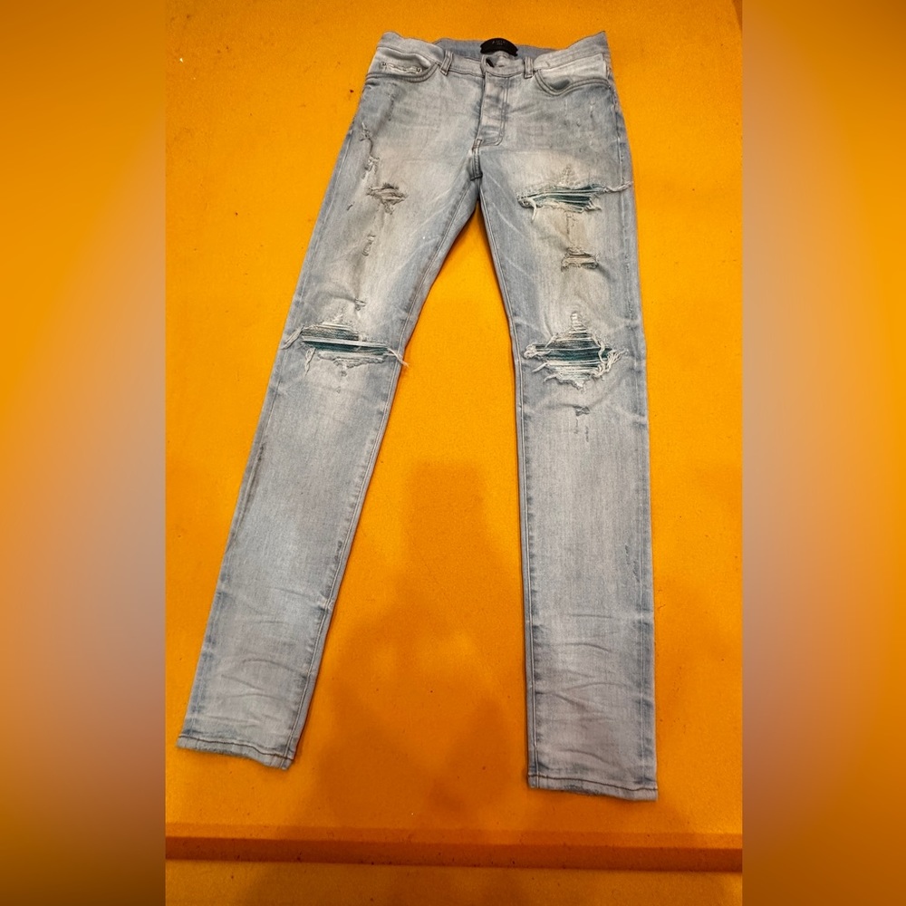 Amiri distressed blue denim
